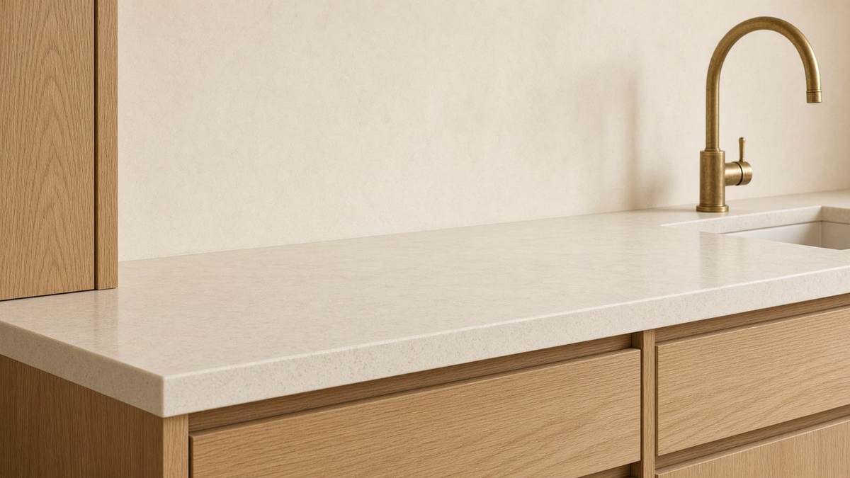 Warm modern kitchen counter